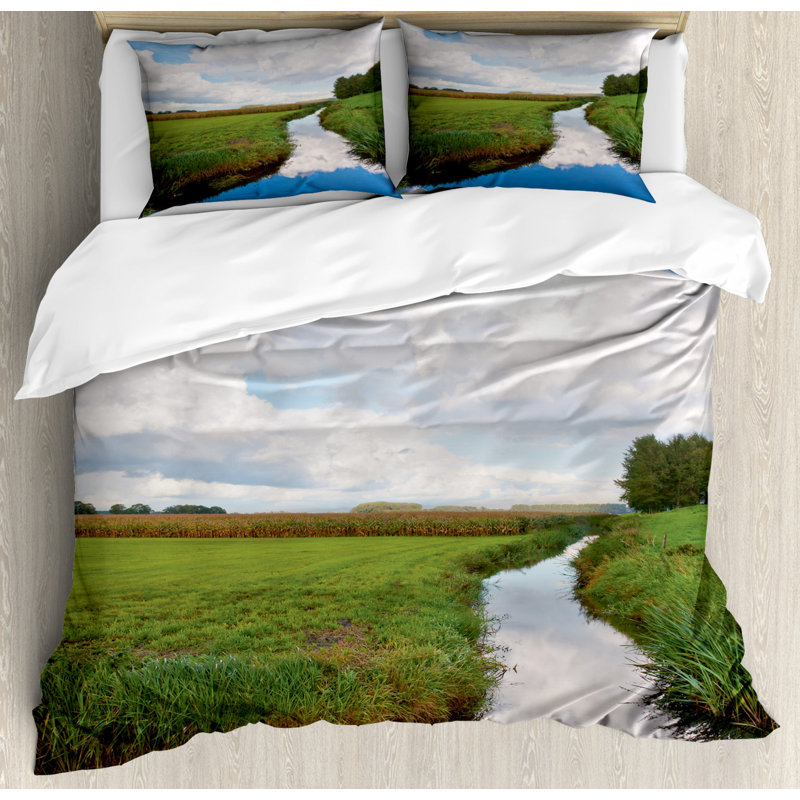 Ensemble de housse de couette paysage, Housse de couette grand + 2 taies décoratives