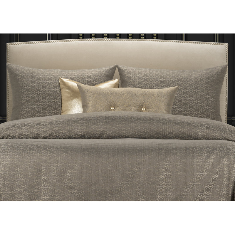 Star Attraction Cotton Blend Duvet Cover & Insert Set, Twin Duvet Cover + 1 Throw Pillows, Nickel