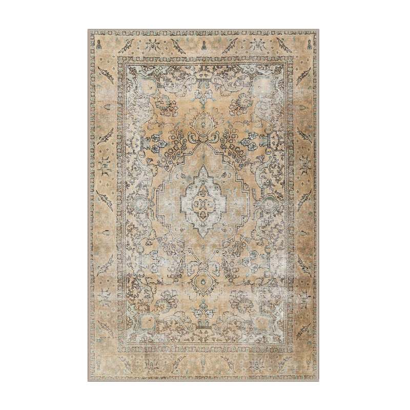 Tapis traditionnel beige / rose clair, Rectangle 4 pi x 6 pi