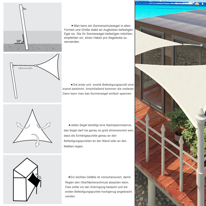 Abonza-Torres 0.3m x 0.3m Triangular Shade Sail, Cream