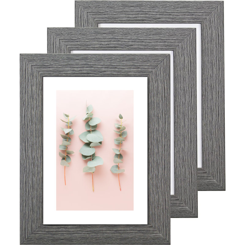 Picture Frame - Set of 3 with Mat, Grey