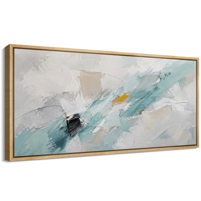 Aqua turquoise, décoration murale abstraite - grande impression sur toile encadrée pour chambre principale
