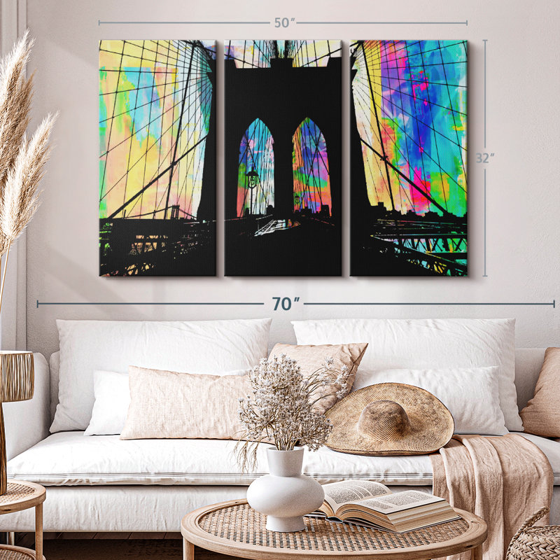 Impression sur toile Brooklyn Bridge I, H 32 po x l 50 po x P 1,25 po