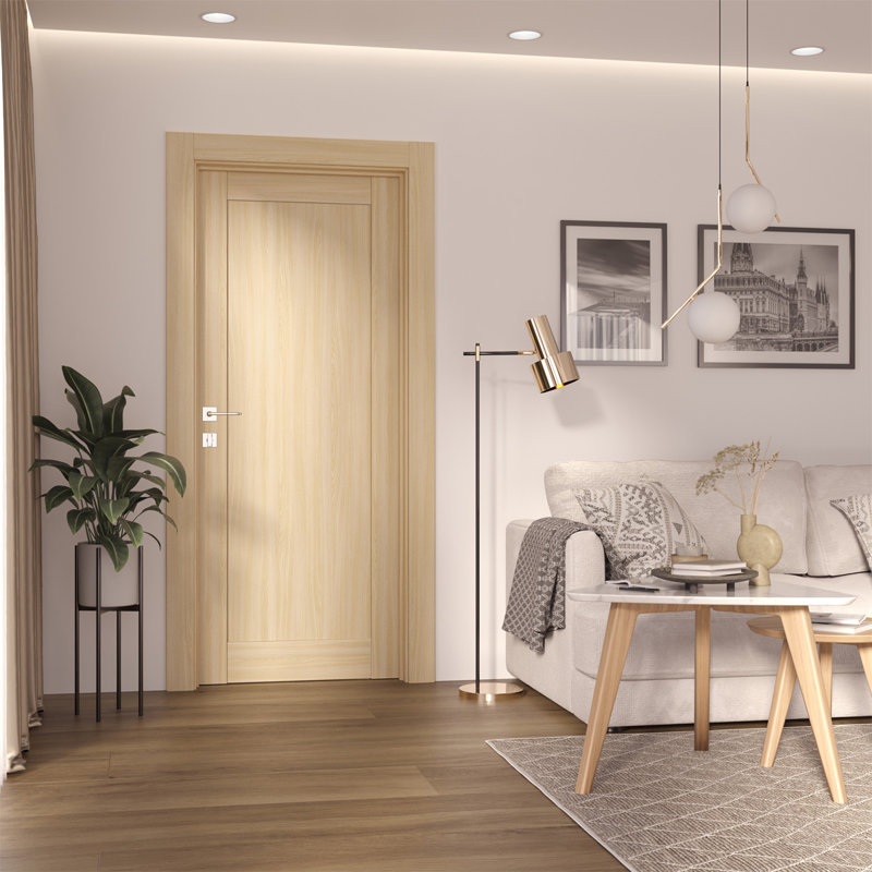 Porte intérieure standard préfinie en bois massif manufacturé 1 panneau Shaker, 31,8 po x 83,2 po, Frêne de la loire