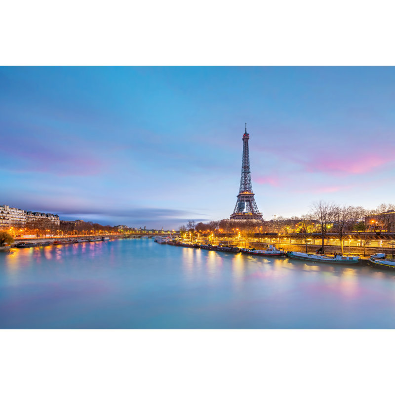 Paris Paris River, Tour Eiffel, bleu, longue exposition, H 24 po x l 48 po x P 1,5 po