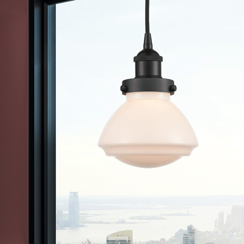 Caille 1 - Light Single Pendant, White, Matte Black