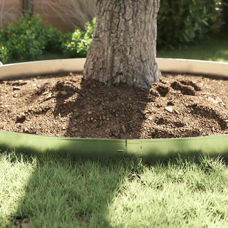Lawn Edging 10 Pcs Grey Steel, 14cm H x 100cm W x 0.05cm D