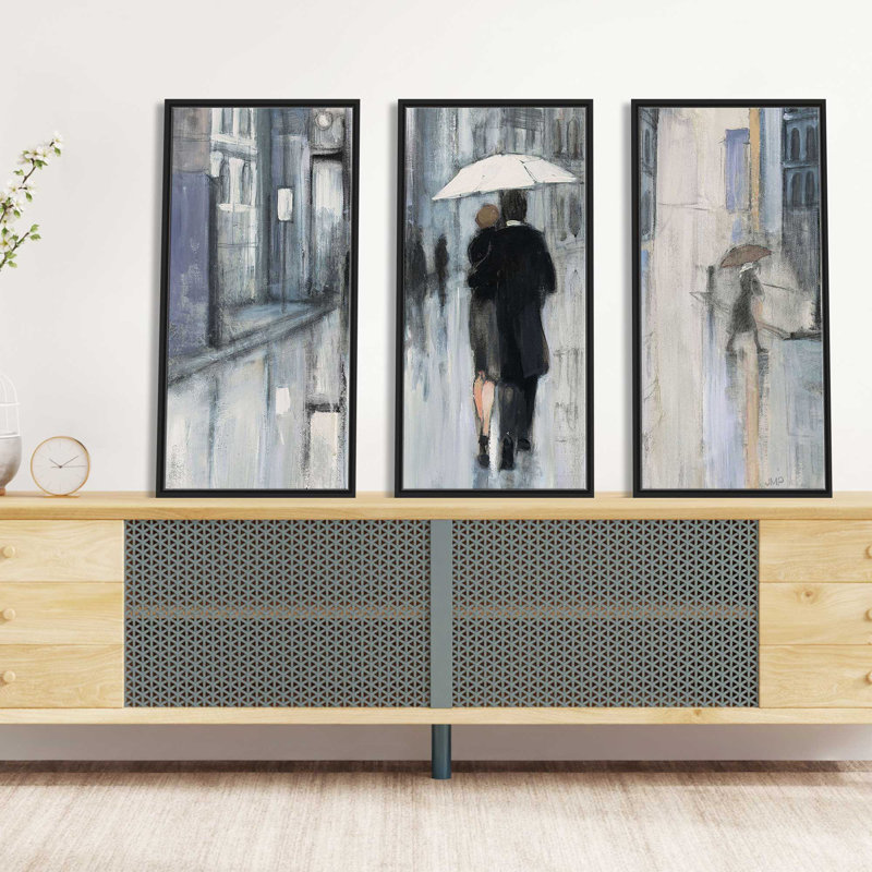 «Spring Rain New York Neutral Crop», reproduction sur toile flottante 3 pièces, H 41,5 po x l 64,5 po x P 2 po