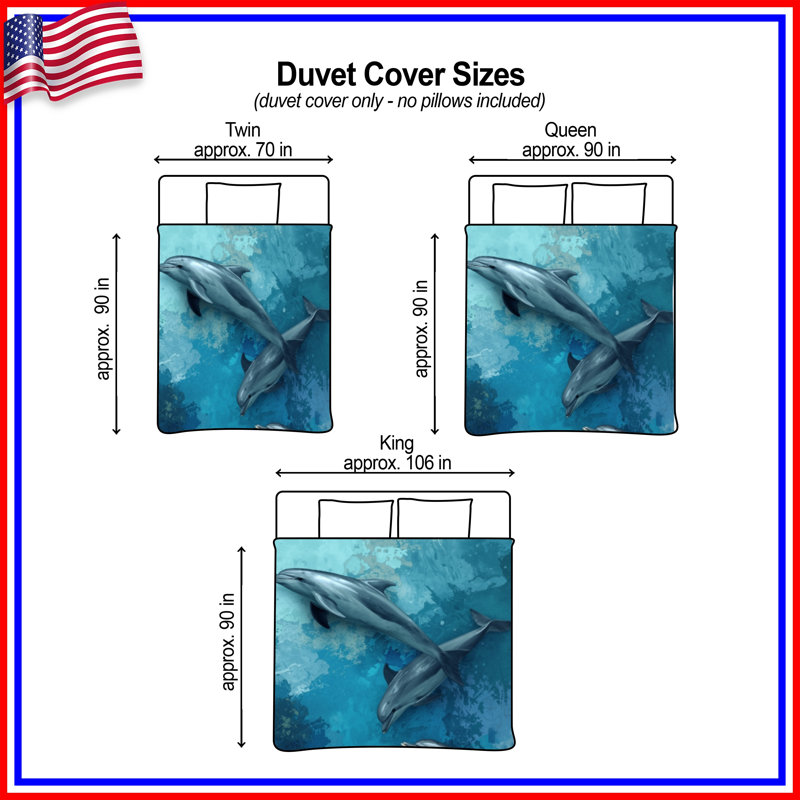 Housses de couette Dauphins dans l'océan, Grand lit