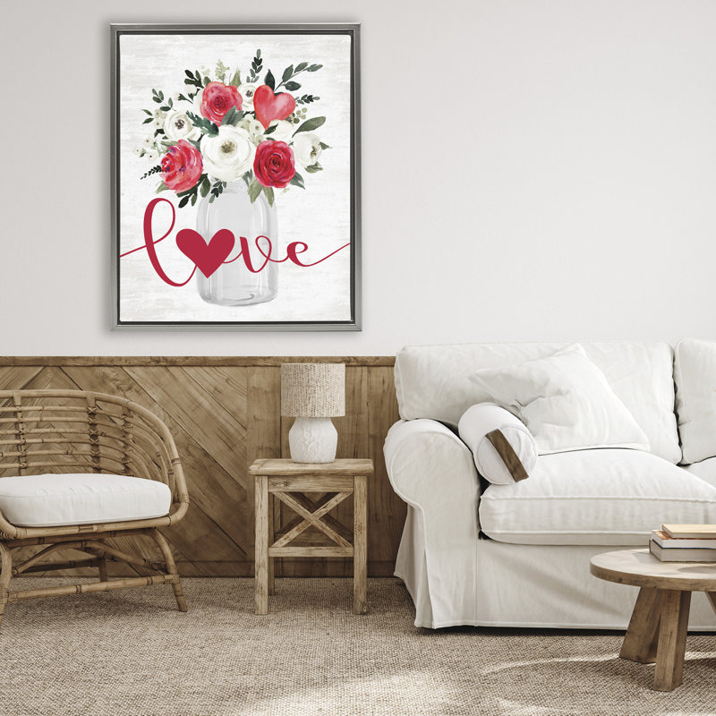 Cadre flottant Love & Hearts, Cadre flottant gris lustré, H 31 po x l 25 po