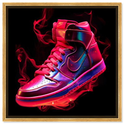 Notoriart Flaming Hot Sneaker Framed Sneaker 1 Piece Canvas Wall Art