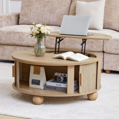 Table basse ronde avec plateau relevable, table basse à plateau relevable 33,46 po