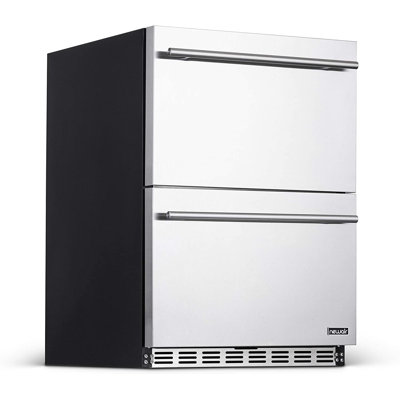 Newair 24" Built-in 20 Bottle and 80 Can Dual Drawer Indoor/Outdoor Wine and Beverage Fridge on Fridge.com