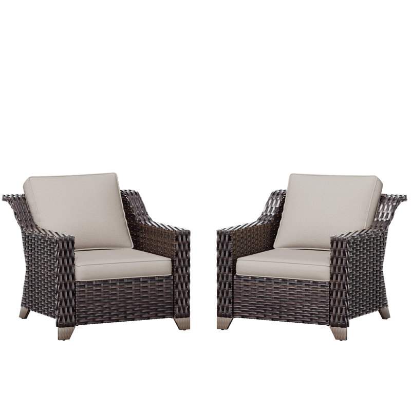 Wicker Outdoor Lounge Chair With Cushions, Beige