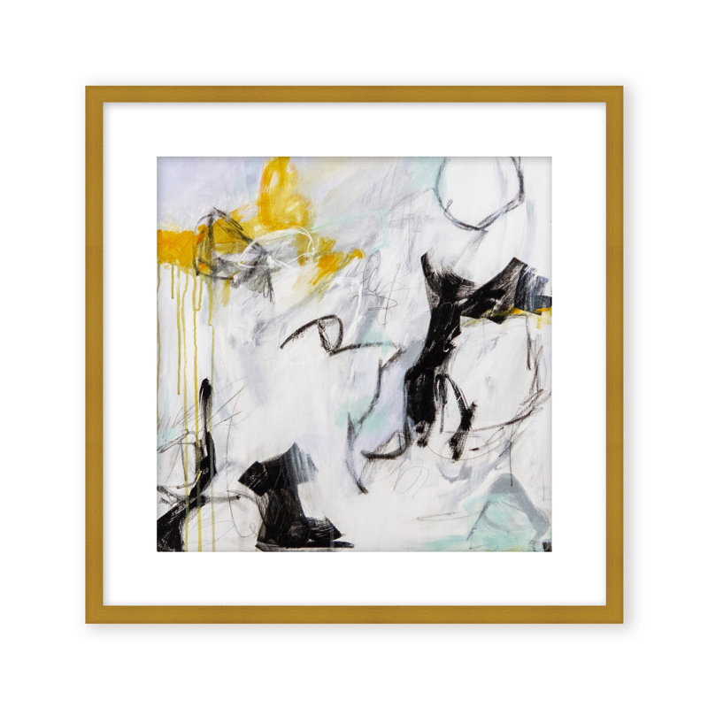 Little Black Dress Print by Patricia Schwimmer, 30" H x 30" W x 1.125" D, Framed Matted Print, Gold