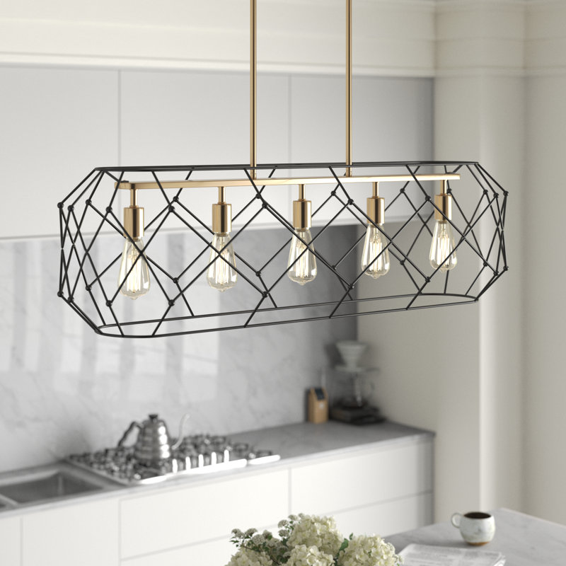Luminaire suspendu linéaire à 5 lumières pour îlot de cuisine Meade