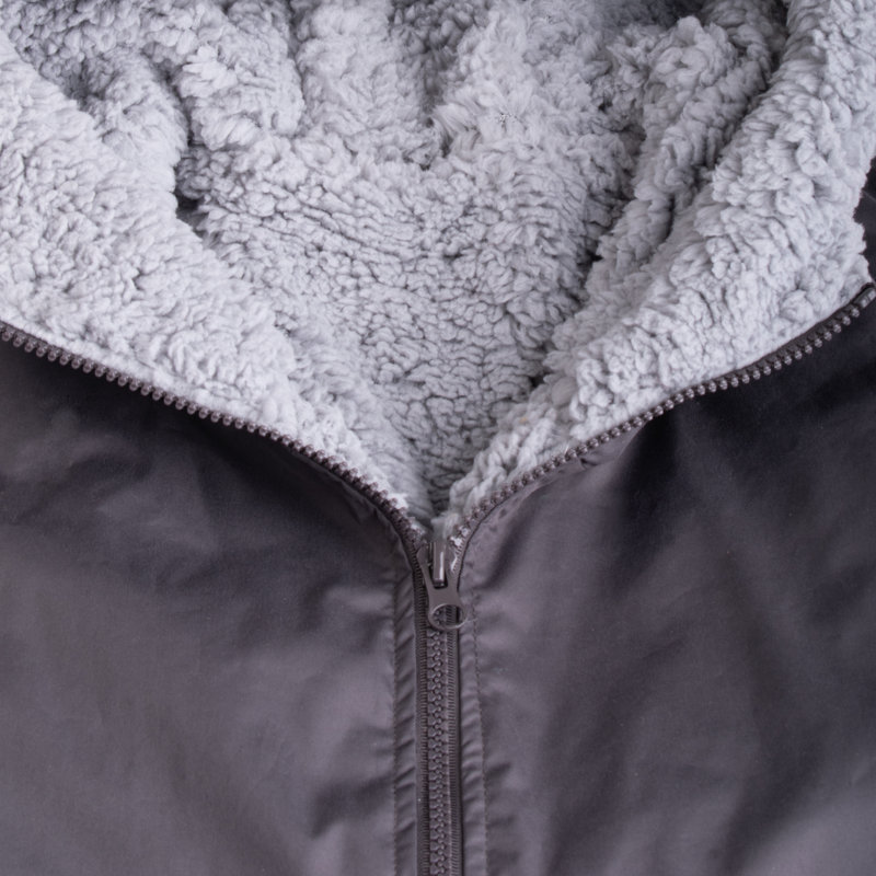 Branksome Fleece Bathrobe with Pockets and Hood, Charcoal