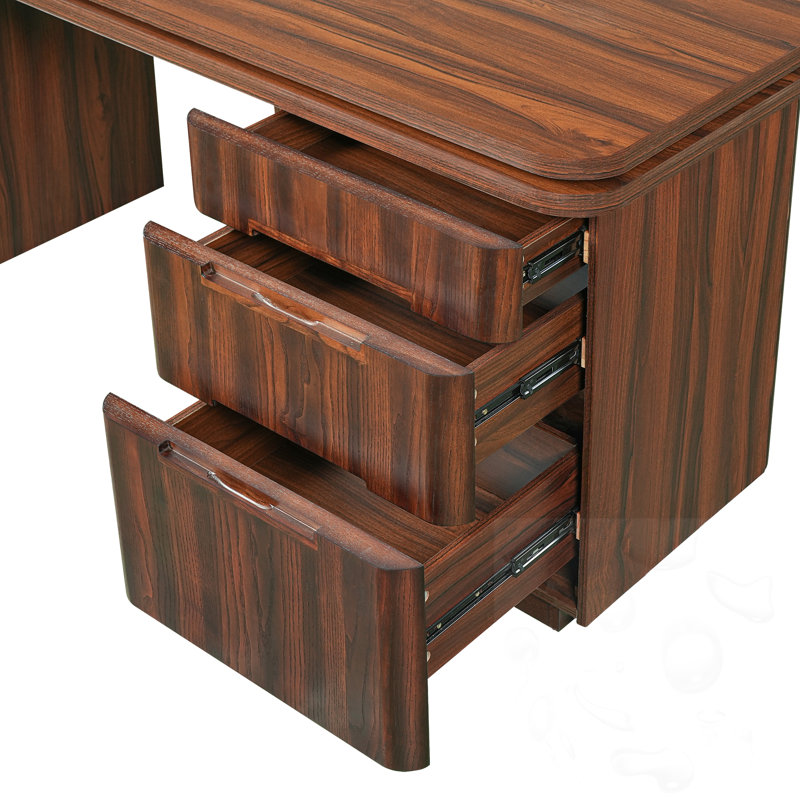 L-Shaped 360° Rotating Desk with Drawers