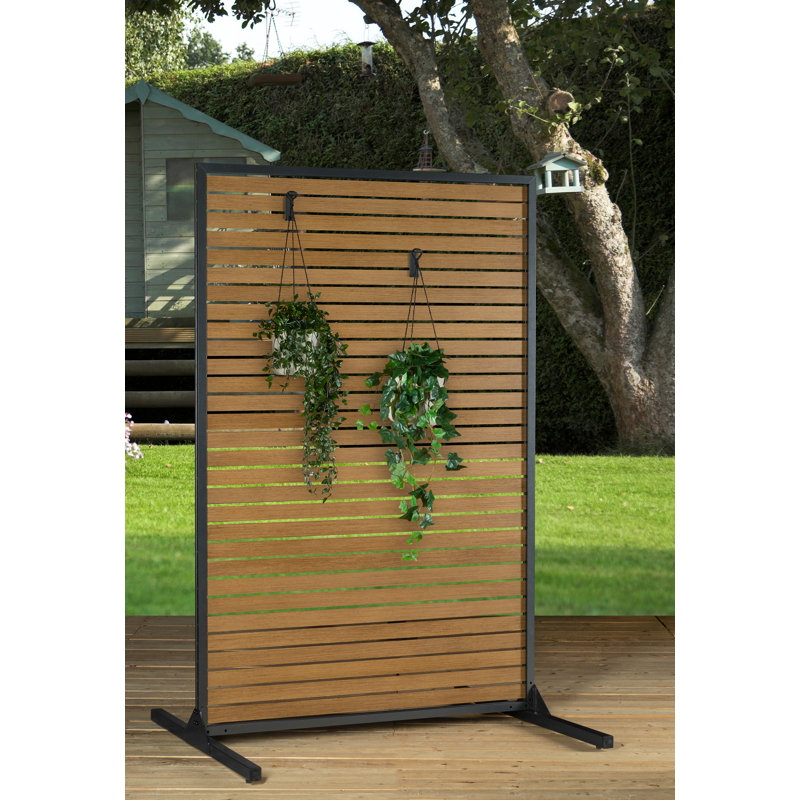 Privadesa 4 x 6 ft. Aluminum Privacy Screen with Wood Effect Finish