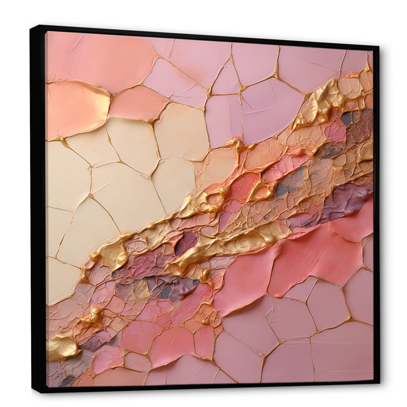 «Pink Gold Minimalisme Poteries» sur impression sur toile, Cadre flottant noir, H 24 po x l 24 po
