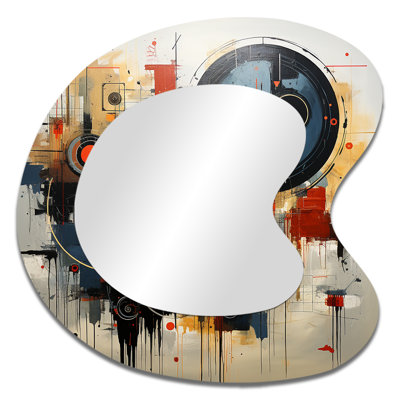 Minimalisme rouge et noir formes élégantes - formes abstraites miroir mural moderne asymétrique