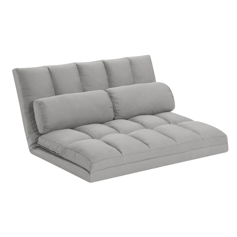 Canapé-lit à 3 volets, matelas pliant avec 2 coussins, rembourrage en mousse haute densité, tissu en polyester