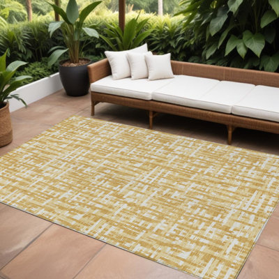 Tapis intérieur lavable abstrait doré 9 pi x 12 pi