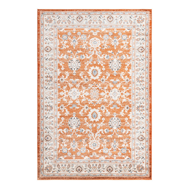 Tapis tissé à la machine Kyte - rouille / rouge / crème, Rectangle 6 pi x 9 pi