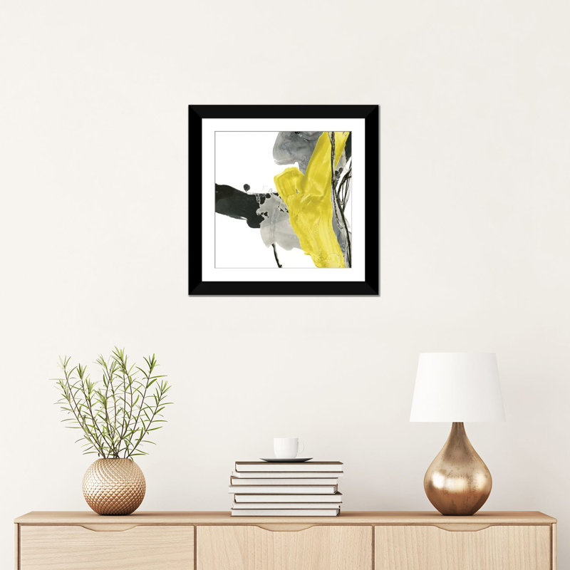 « citron flux ii », reproduction d’impression sur toile, H 24 po x l 24 po x P 1 po, Papier d'art encadré noir, Blanc