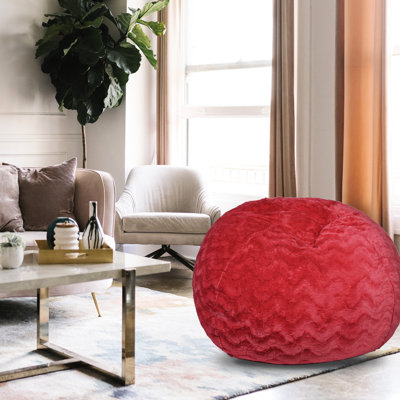 Fauteuil à billes en fausse fourrure rouge, 4 pi Siège luxueux et confortable. Rempli de mousse à mémoire de forme déchiquetée. Housse facile à nettoyer. Améliore le décor de la chambre à coucher. Coutures doubles pour plus de solidité. Chaise 45 po x 30 po, rouge