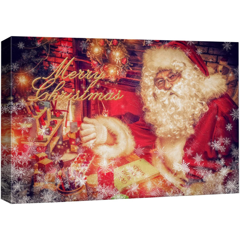 Merry Christmas Lights, Père Noël, célébrations et fêtes, décor, illustrations, art moderne, Toile tendue, H 16 po x l 24 po