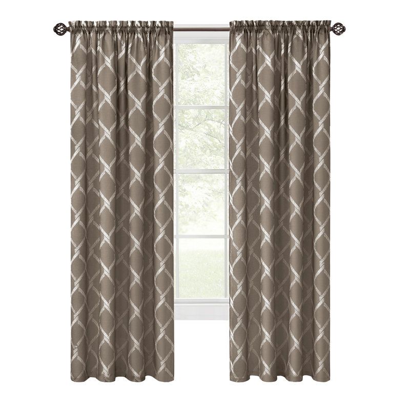 Brown Polyester Double Layered Rod Pocket Window Curtain Panel