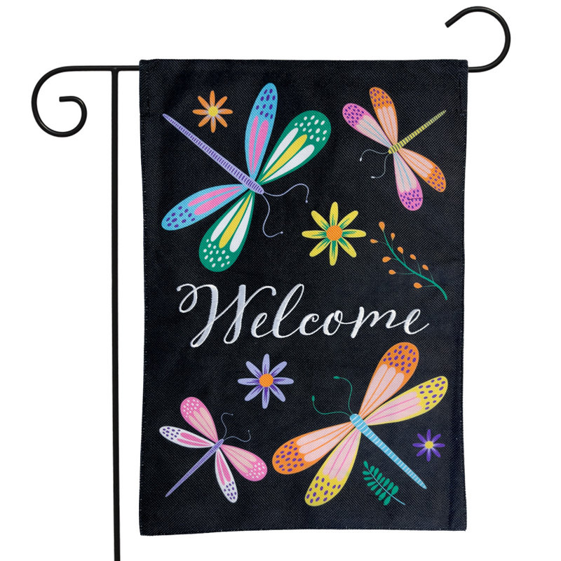 Colourful Dragonflies Spring Burlap Garden Flag