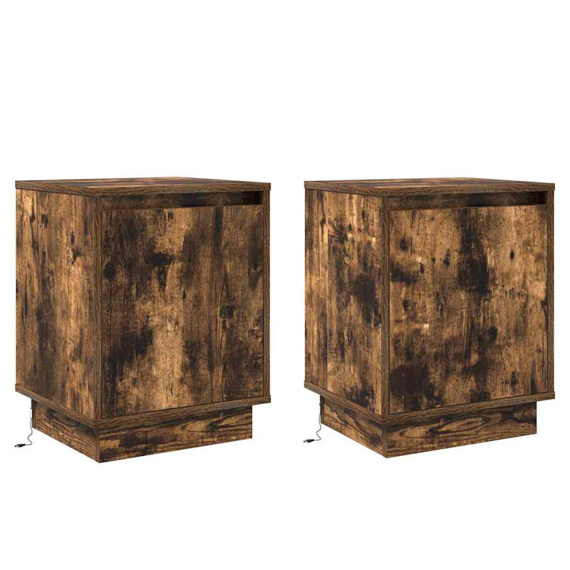 Bedside Cabinet With 2 Pcs 39 X 34.5 X 50 Cm, Grey
