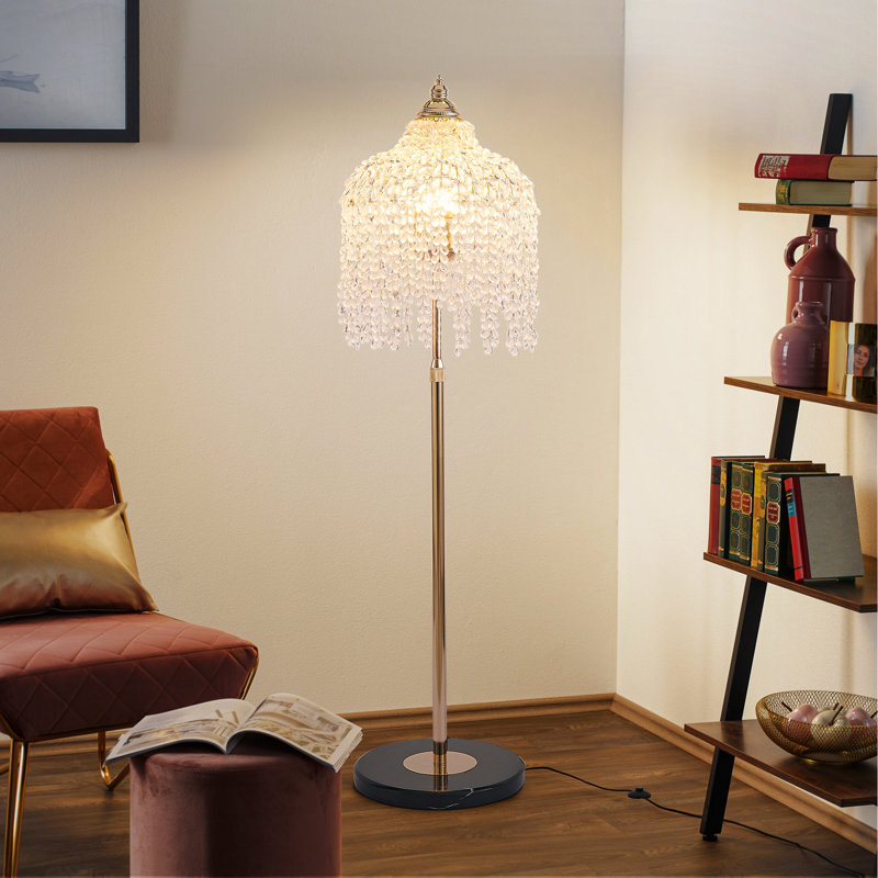 3 lampes sur pied en cristal glam or moderne à 3 lumières, lampes sur pied de 63 po de hauteur pour salon avec hauteur réglable