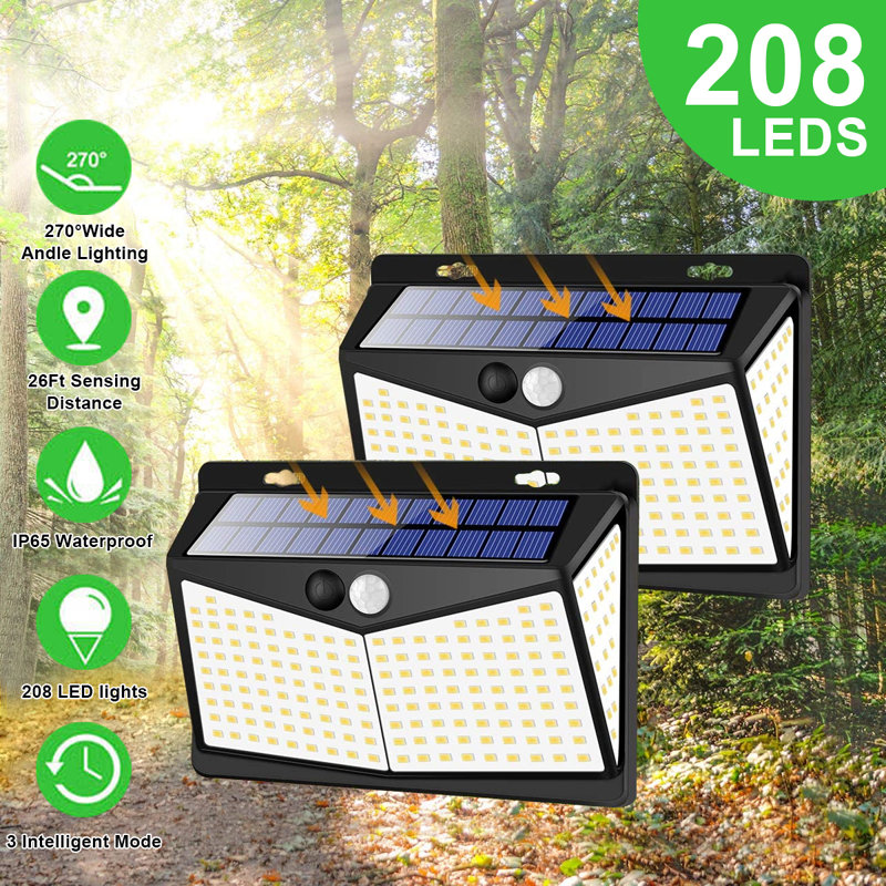1 - Head LED Solar Powered Dusk to Dawn Outdoor Security Flood Light with Motion Sensor and Timer