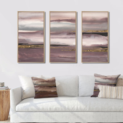 «Purple Glam Storm IV», ensemble d'art mural sur toile moderne et contemporain encadré de 3