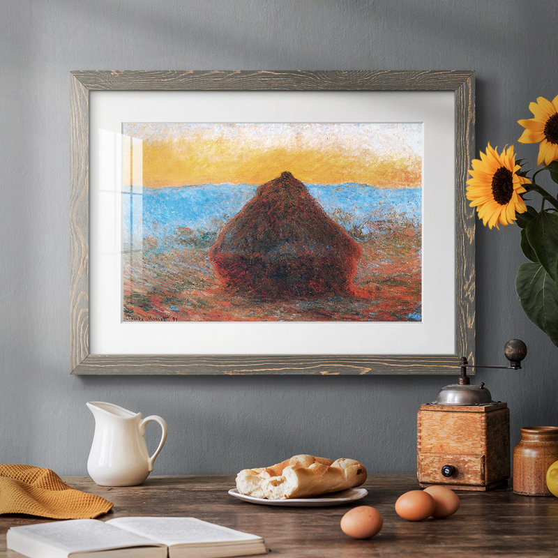 " Grainstack, 1891 01 " Painting Print, 28" H x 42" W x 1.5" D, Gray