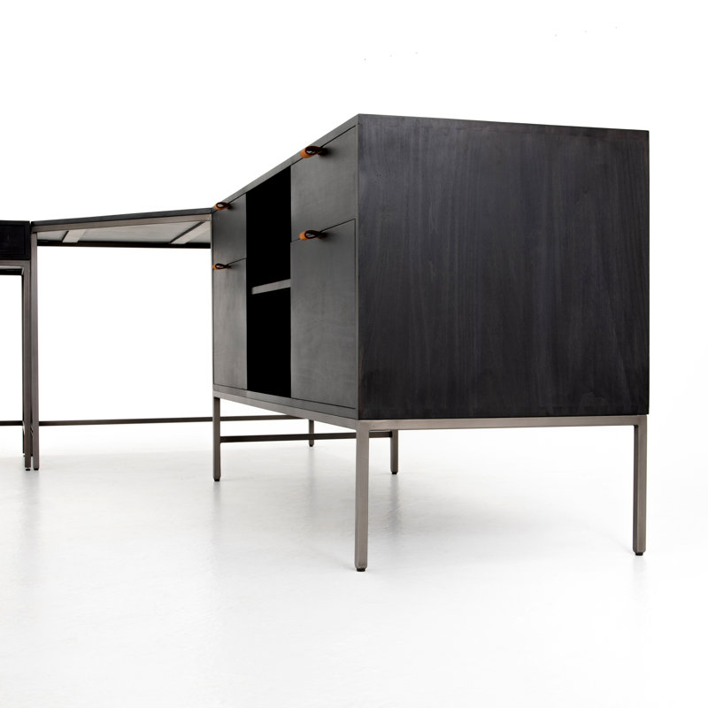 Trey Solid Wood Writing Desk, Black Wash Poplar