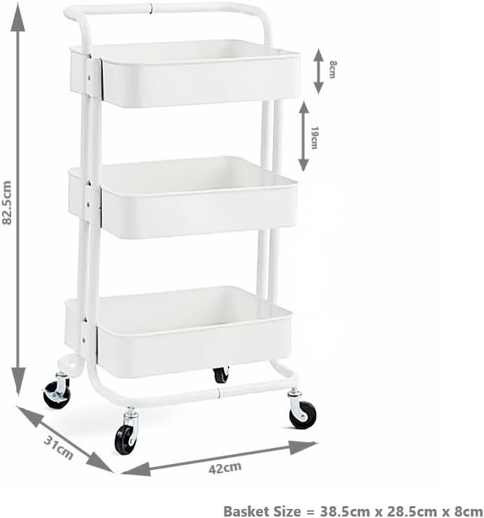 82.5 cm H x 42 cm W Utility Cart, White