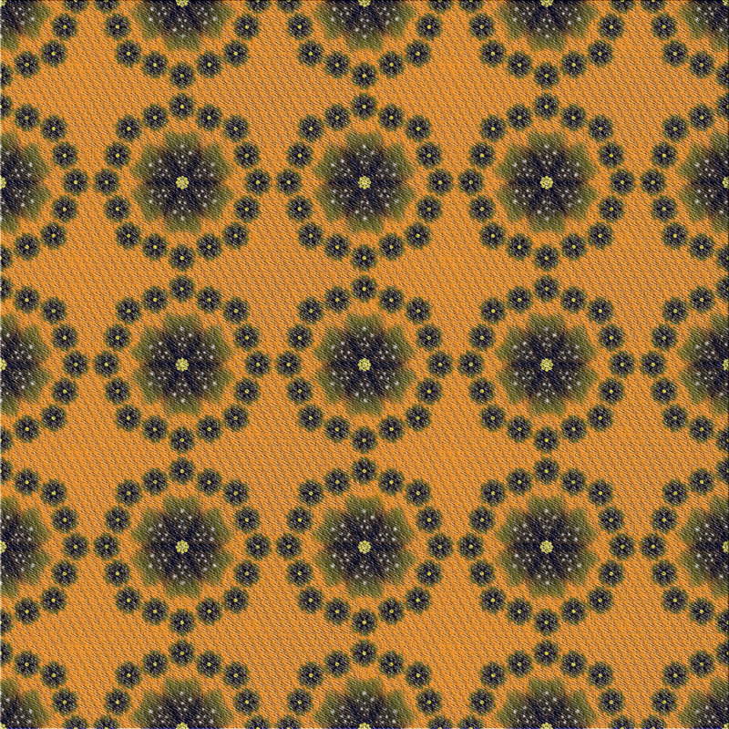Tapis jaune/vert à motifs, Carré 3 pi
