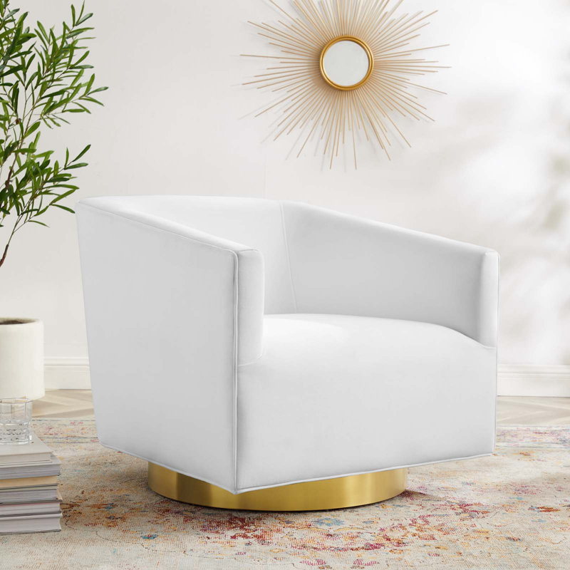 Chaise pivotante en velours Twist Accent, Blanc