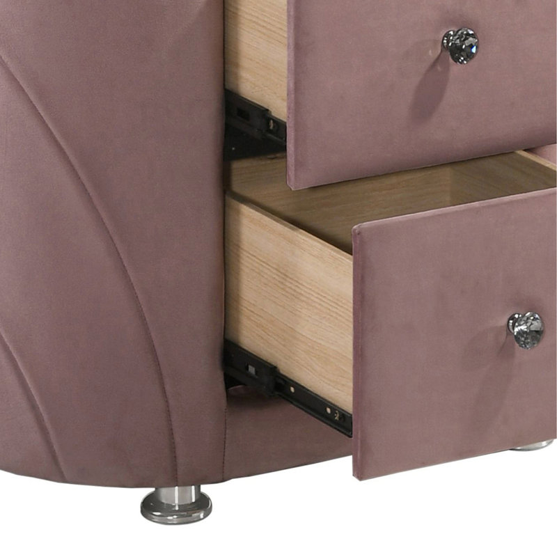 Table de chevet 2 tiroirs rose