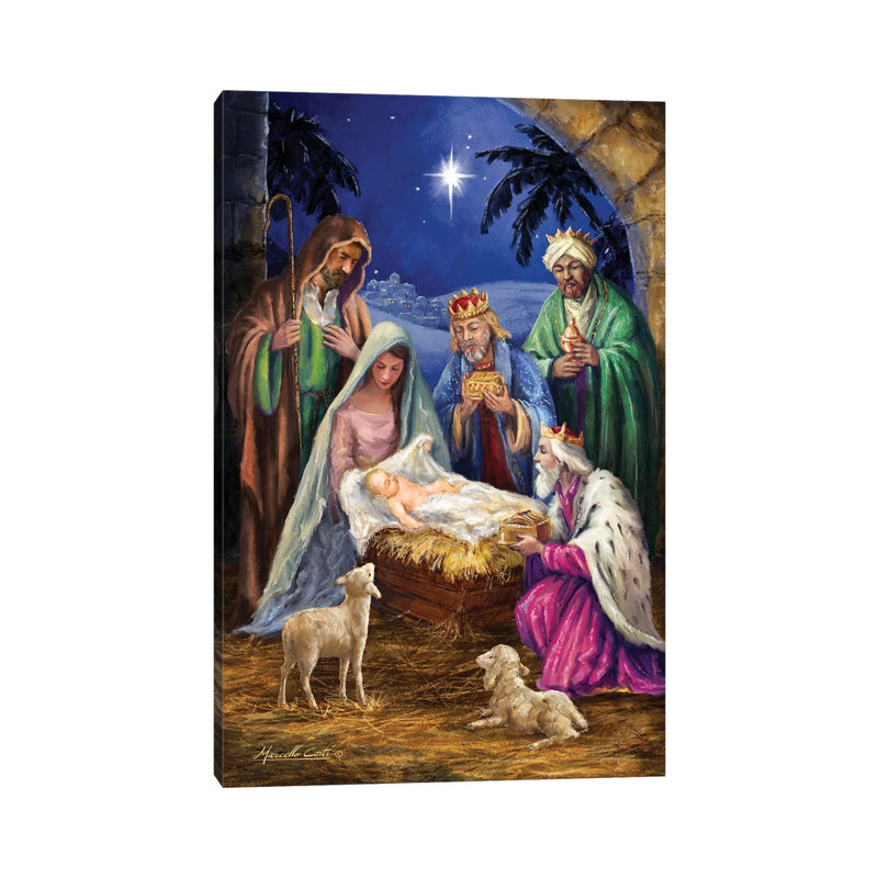 «Sainte famille avec 3 rois», impression sur toile tendue, 26" H x 18" W x 1.5" D