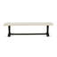 Banc de salle à manger V-Style Mid-Century moderne avec siège en bois, lin blanc-949025625-949025627