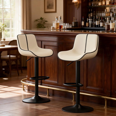 Adjustable Swivel Bar Stool With Backrest – Matte Faux Leather