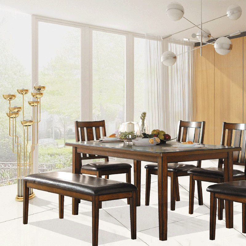 6 person Wood Dining Table Set for your Dining Room or Kitchen