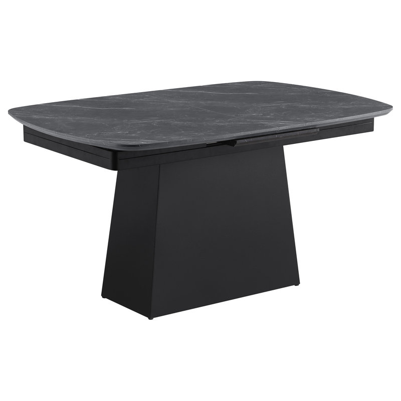 Black Faux Marble Extension Leaf Dining Table