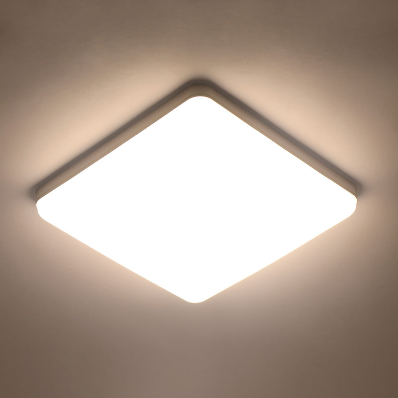 Square LED Flush Mount, Natural, 3.5cm H X 23cm W X 23cm D