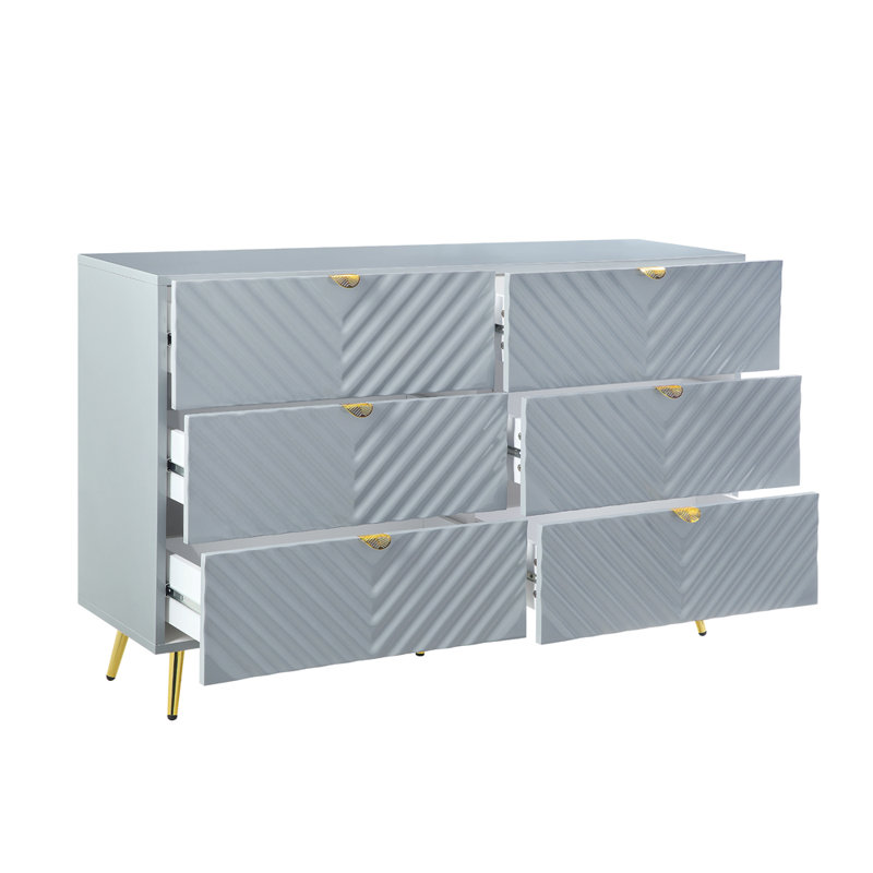 Schulz 55'' W 6 - Drawer Dresser, Grey